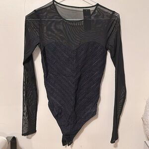 Abercrombie black Mesh and lace bodysuit